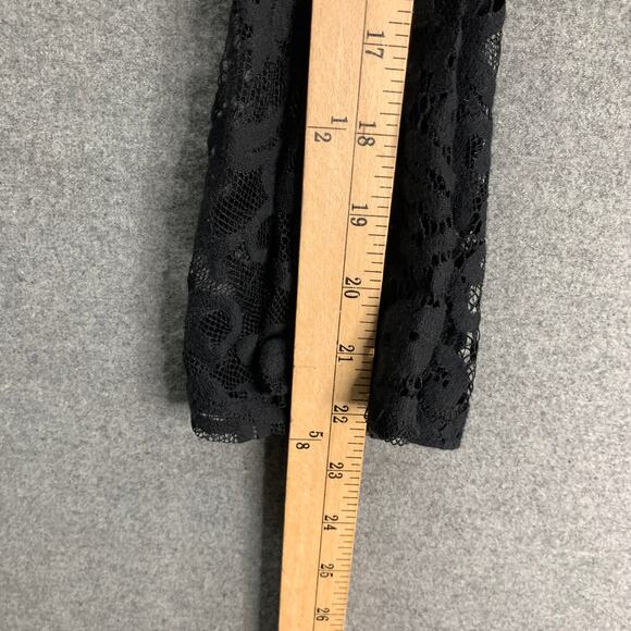 FOREVER 21 Cropped Top Longsleeve Shirt Women Small Black Lace Shirt Ladies - Picture 5 of 6